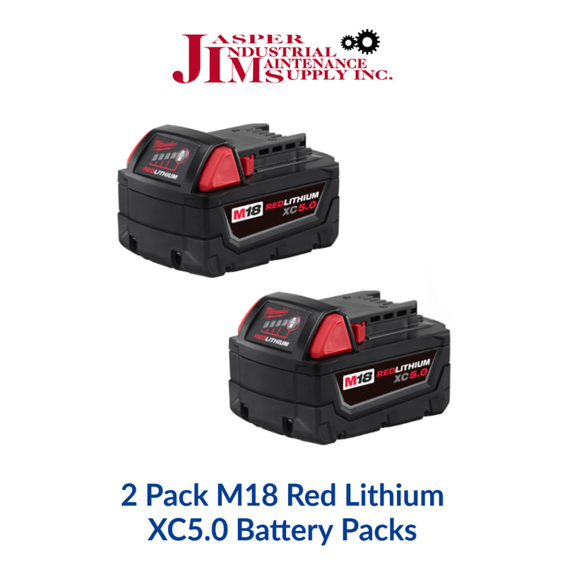 Milwaukee 2 Pack M18 Red Lithium XC5.0 Battery Packs at Jasper Industrial Maintenance Supply in Jasper, Alabama